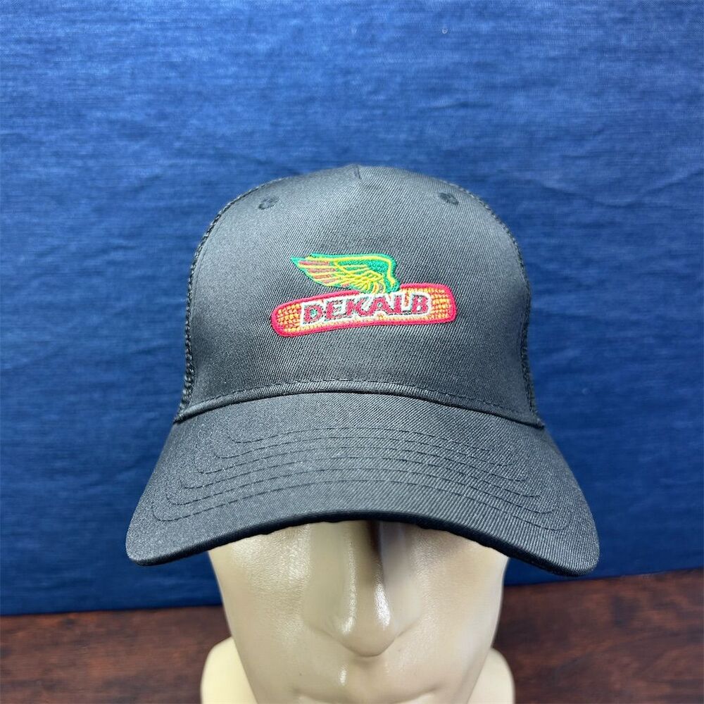 Dekalb Black Trucker Cap Adjustable Mesh Strapback Hat Unisex Adults Casual